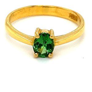 Tsavorite Garnet .75ct Solid 22K Yellow Gold Ring